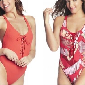 NWOT Maaji Heavenly Lace Up One Piece Reversible